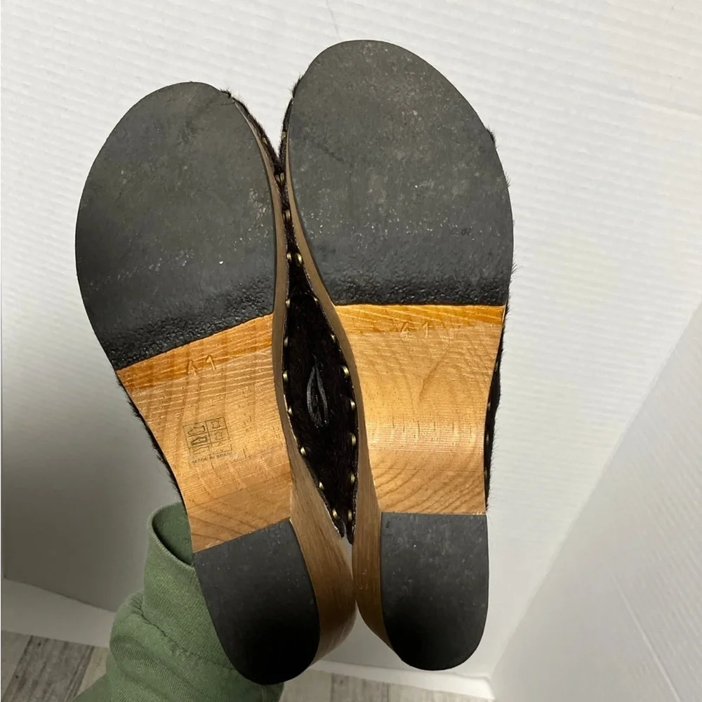 lisa b classic high heel clog in espresso cow hair women’s size 10 - Picture 11 of 12